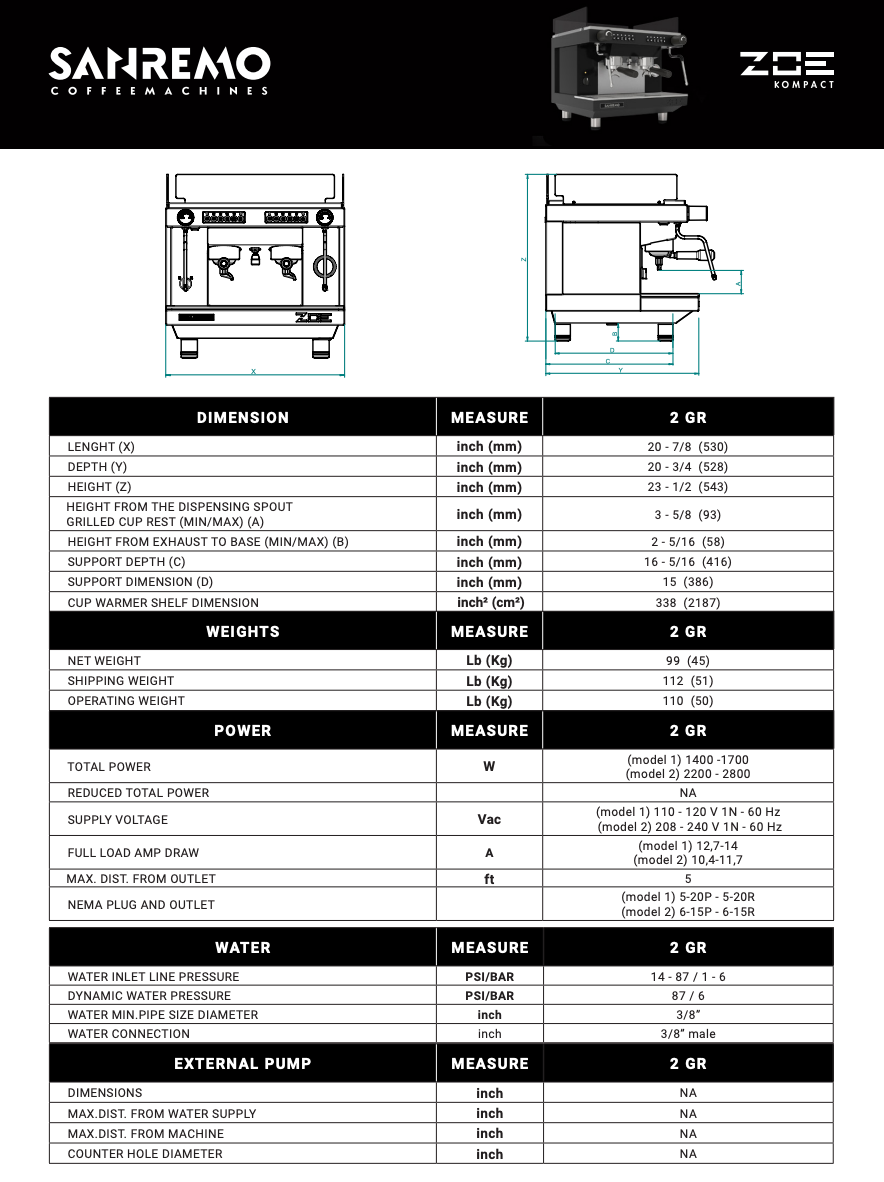 Sanremo Zoe Compact 2